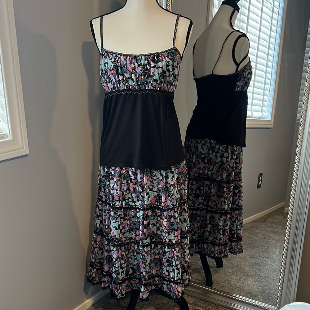 CYNTHIA STEFFE Floral Spaghetti Strap 2-piece Maxi Dress Cami & Skirt - Womens 8